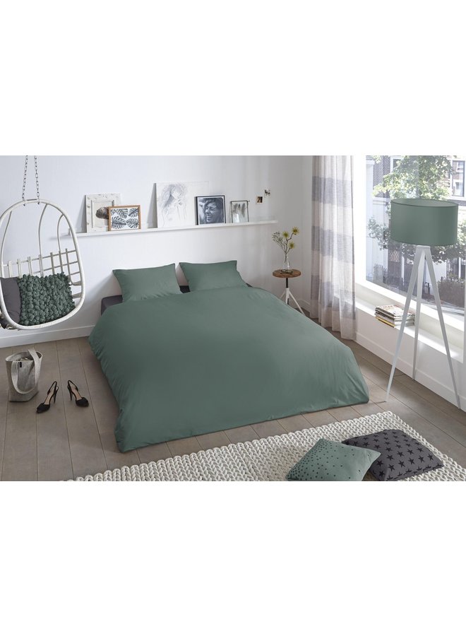 Good Morning Dekbedovertrek Uni Olijf Groen - Katoen