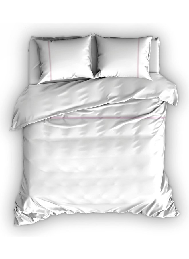 Dekbedovertrek Divina Wit/Roze - Egyptisch Percale Katoen