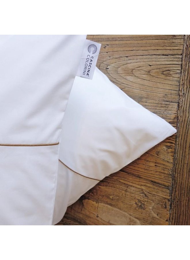 Cascina Colorini Dekbedovertrek Divina Wit/Zand - Egyptisch Percale Katoen