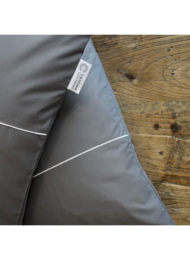 Cascina Colorini Dekbedovertrek Divina Antraciet/Wit - Egyptisch Percale Katoen