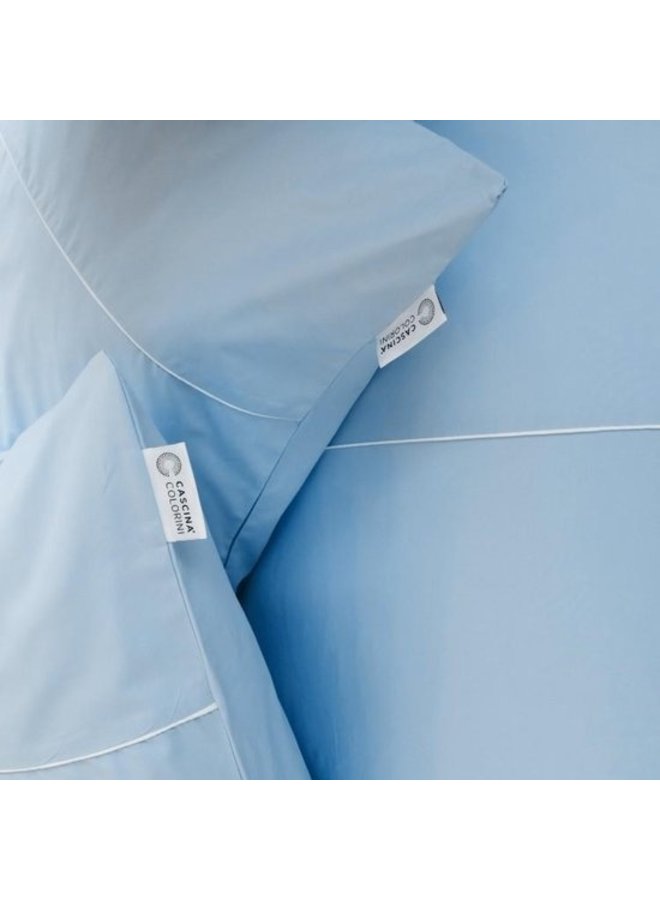 Cascina Colorini Dekbedovertrek Divina Blauw/Wit - Egyptisch Percale Katoen