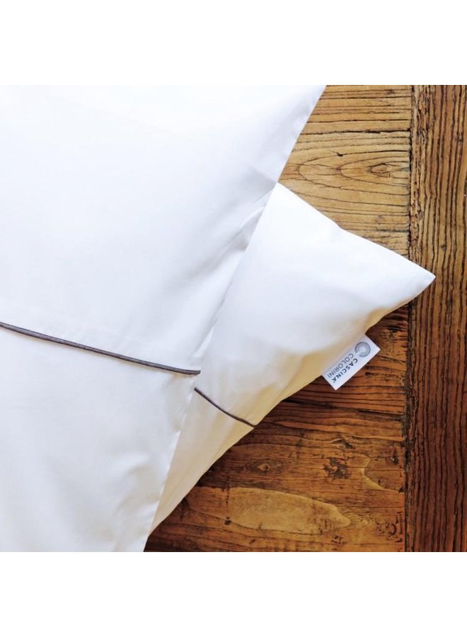 Cascina Colorini Dekbedovertrek Divina Wit/Antraciet - Egyptisch Percale Katoen