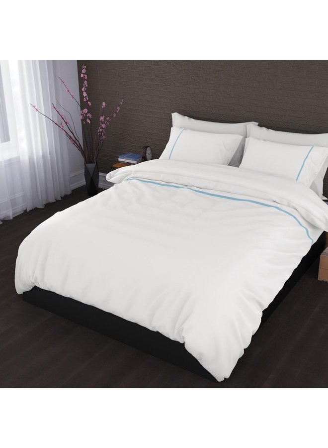 Cascina Colorini Dekbedovertrek Divina Wit/Blauw - Egyptisch Percale Katoen