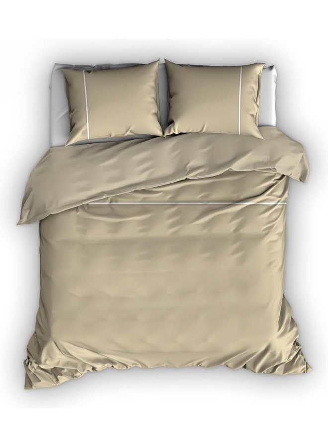 Dekbedovertrek Divina Zand/Wit - Egyptisch Percale Katoen