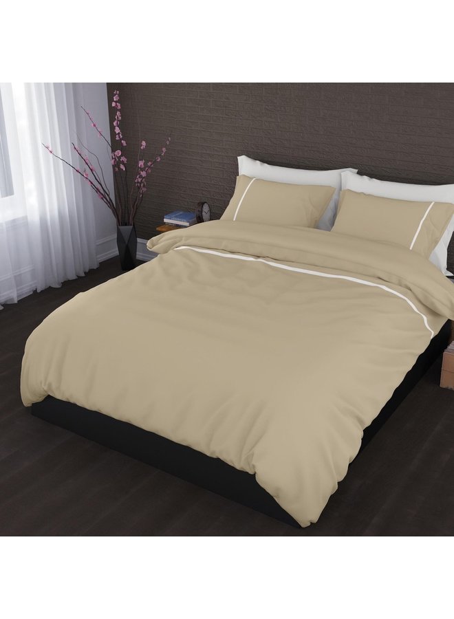 Cascina Colorini Dekbedovertrek Divina Zand/Wit - Egyptisch Percale Katoen