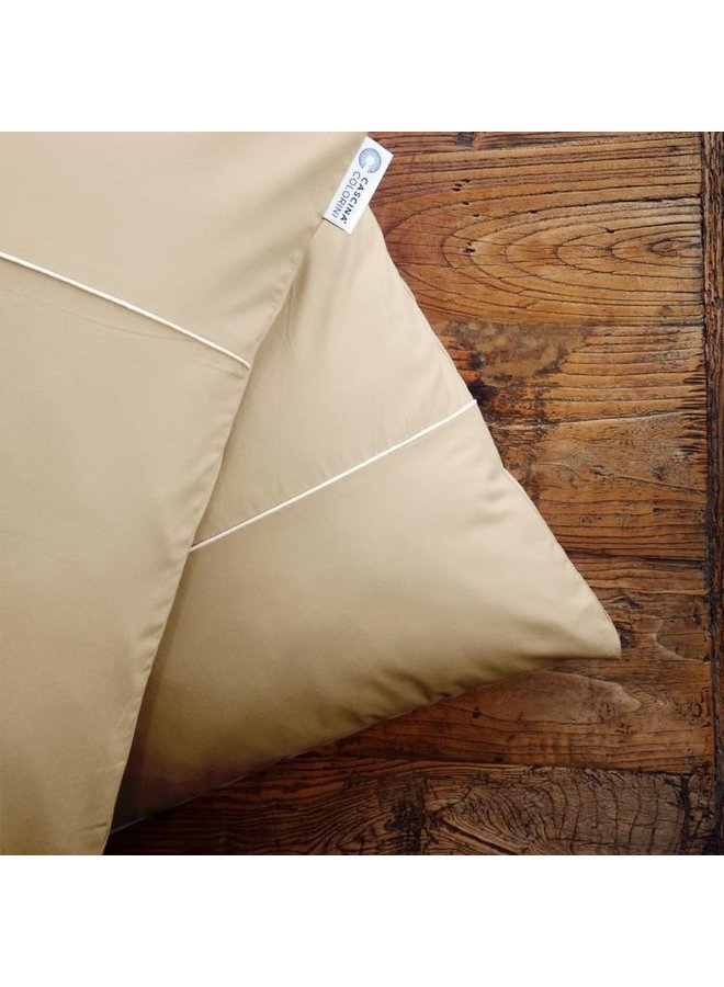 Cascina Colorini Dekbedovertrek Divina Zand/Wit - Egyptisch Percale Katoen