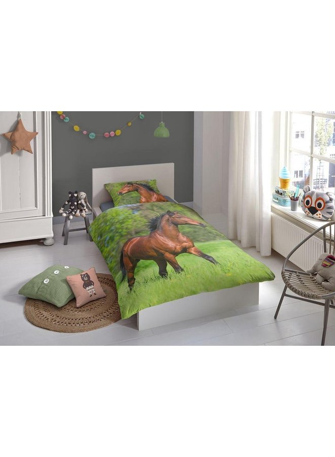Good Morning Dekbedovertrek Kids Running Horse Multi - Katoen