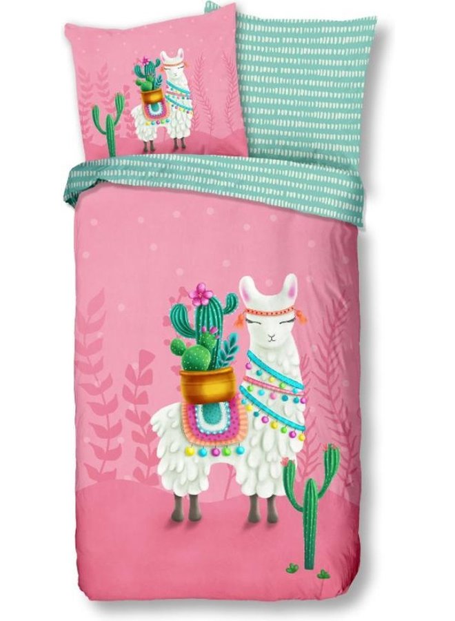 Good Morning Dekbedovertrek Kids Lalama Roze - Katoen