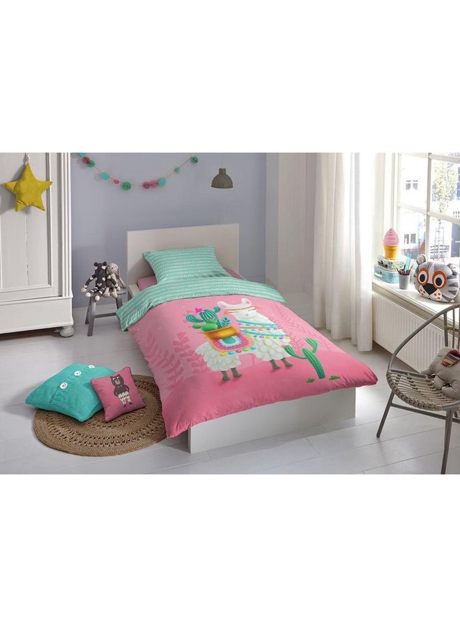 Good Morning Dekbedovertrek Kids Lalama Roze - Katoen
