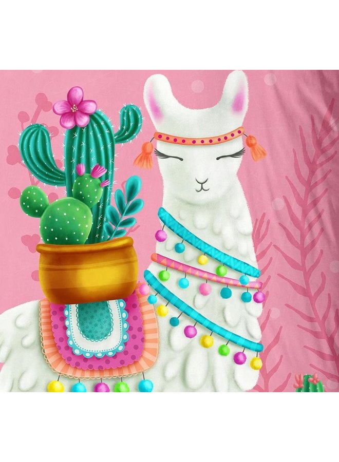 Good Morning Dekbedovertrek Kids Lalama Roze - Katoen