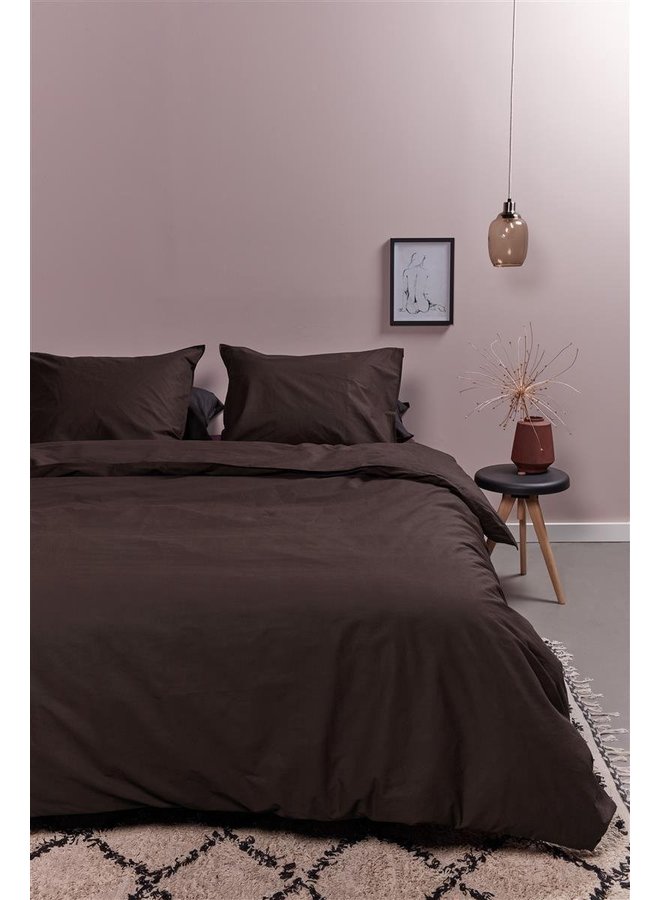 Ambiante Dekbedovertrek Uni Bruin - Katoen