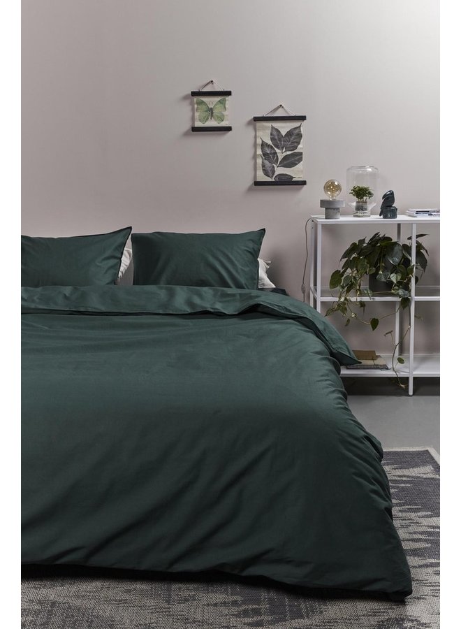 Ambiante Dekbedovertrek Uni Donker Groen - Katoen