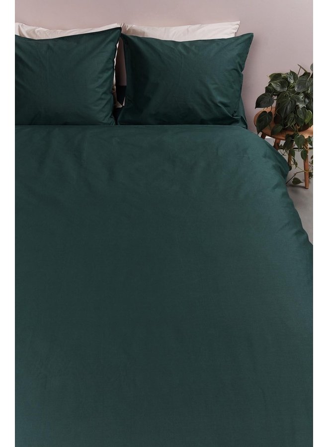 Ambiante Dekbedovertrek Uni Donker Groen - Katoen