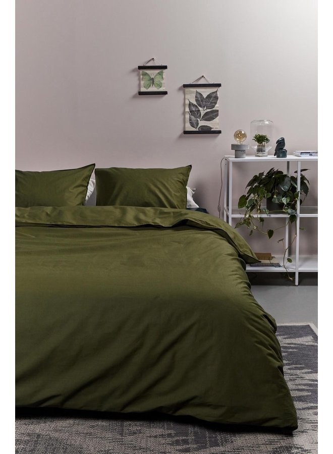Ambiante Dekbedovertrek Uni Olijf Groen - Katoen