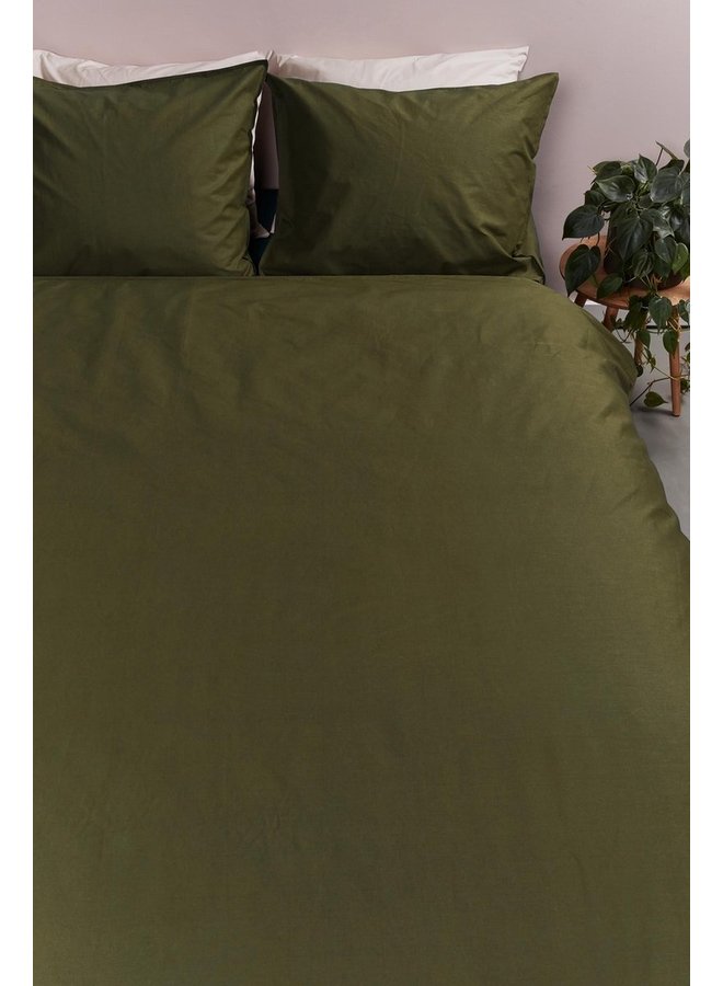 Ambiante Dekbedovertrek Uni Olijf Groen - Katoen