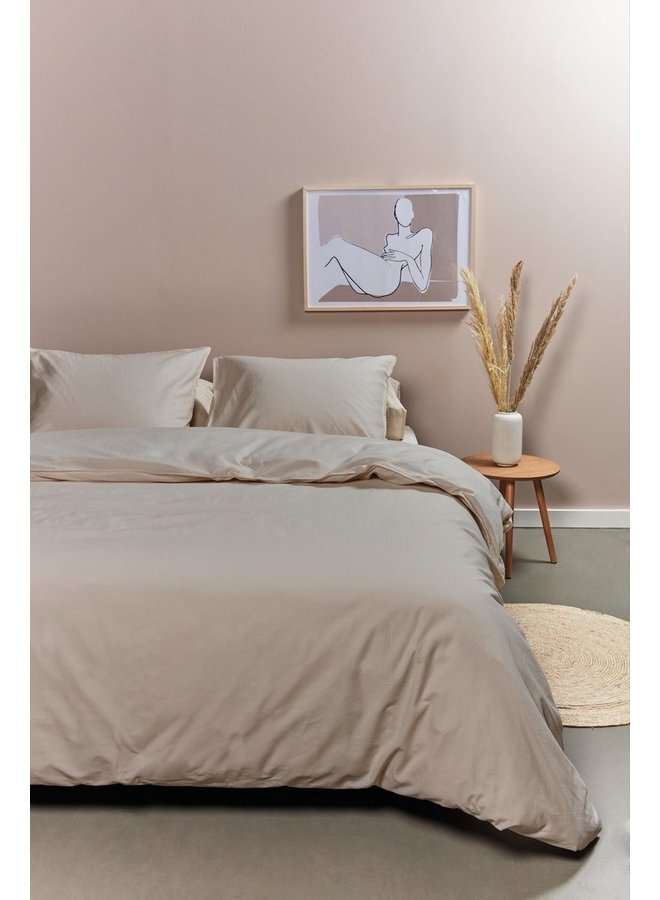 Ambiante Dekbedovertrek Uni Taupe - Katoen