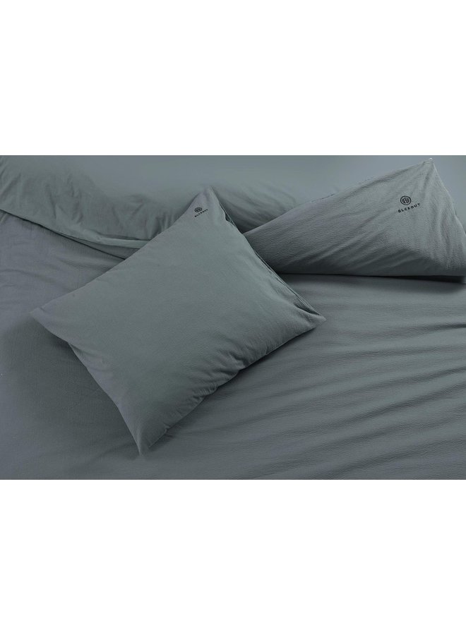 Blckout Dekbedovertrek Alberta Groen - Seersucker Katoen