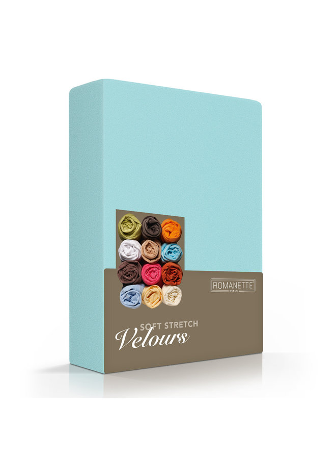 Velours Hoeslaken Aqua