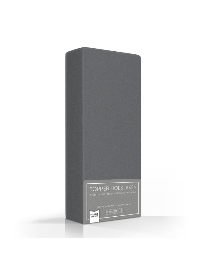 Romanette Hoeslaken Topper Antraciet - Dubbel Jersey