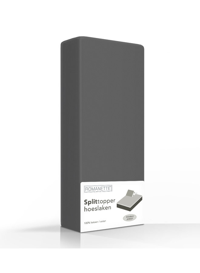 Hoeslaken Splittopper Antraciet - Dubbel Jersey
