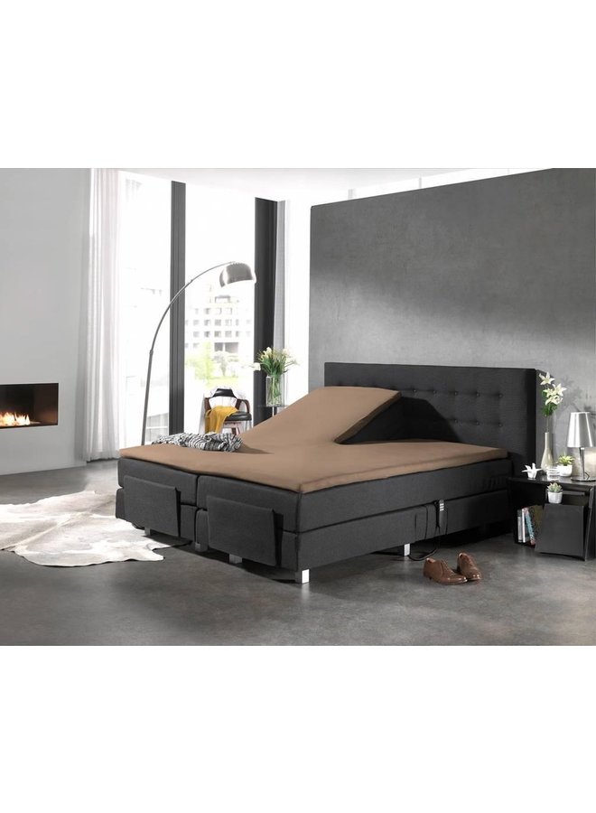 Home Care Hoeslaken Splittopper Taupe - Percale Katoen