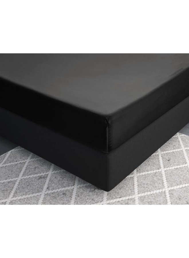 Hoeslaken Zwart - Katoensatijn