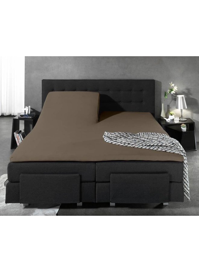 Hoeslaken Splittopper Taupe - Jersey