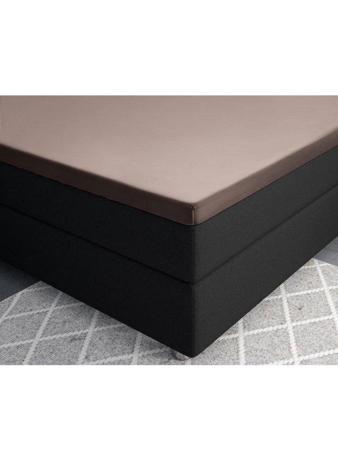 Primaviera Deluxe Hoeslaken Topper Taupe - Katoensatijn