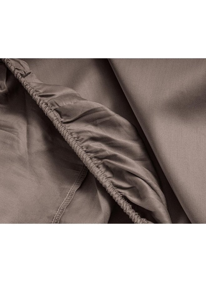 Primaviera Deluxe Hoeslaken Topper Taupe - Katoensatijn