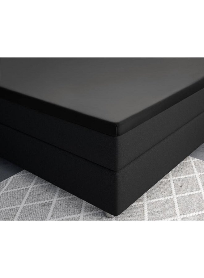 Primaviera Deluxe Hoeslaken Topper Zwart - Katoensatijn