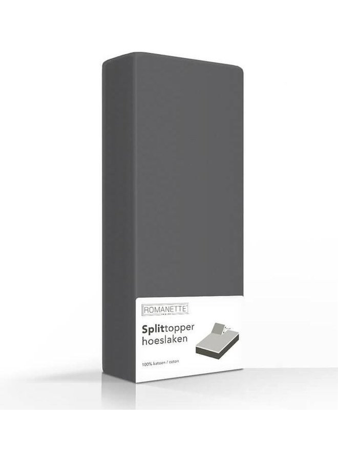 Hoeslaken Splittopper Antraciet - Katoen