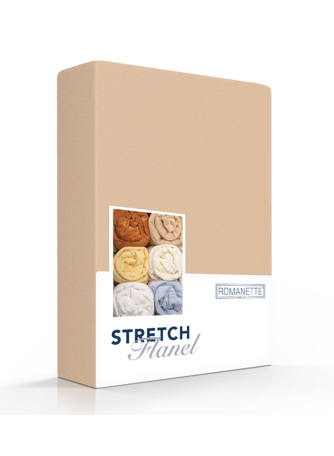 Romanette Hoeslaken Zand - Stretch Flanel