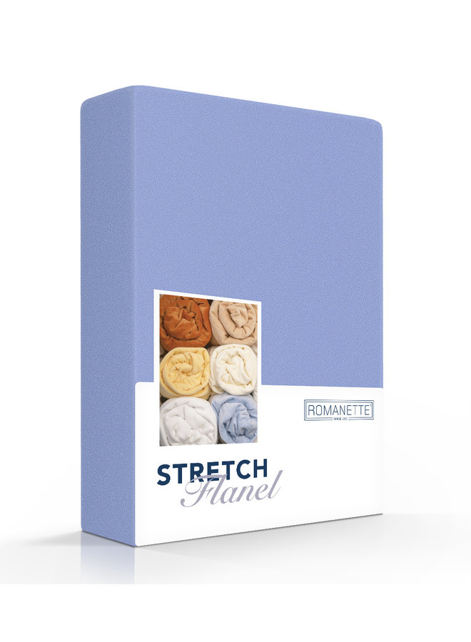 Romanette Hoeslaken Blauw - Stretch Flanel
