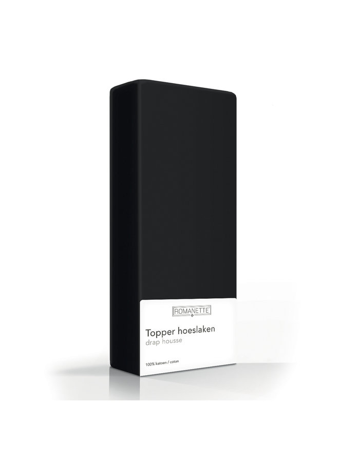 Romanette Hoeslaken Topper Zwart - Katoen