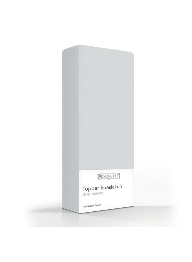 Romanette Hoeslaken Topper Grijs - Katoen