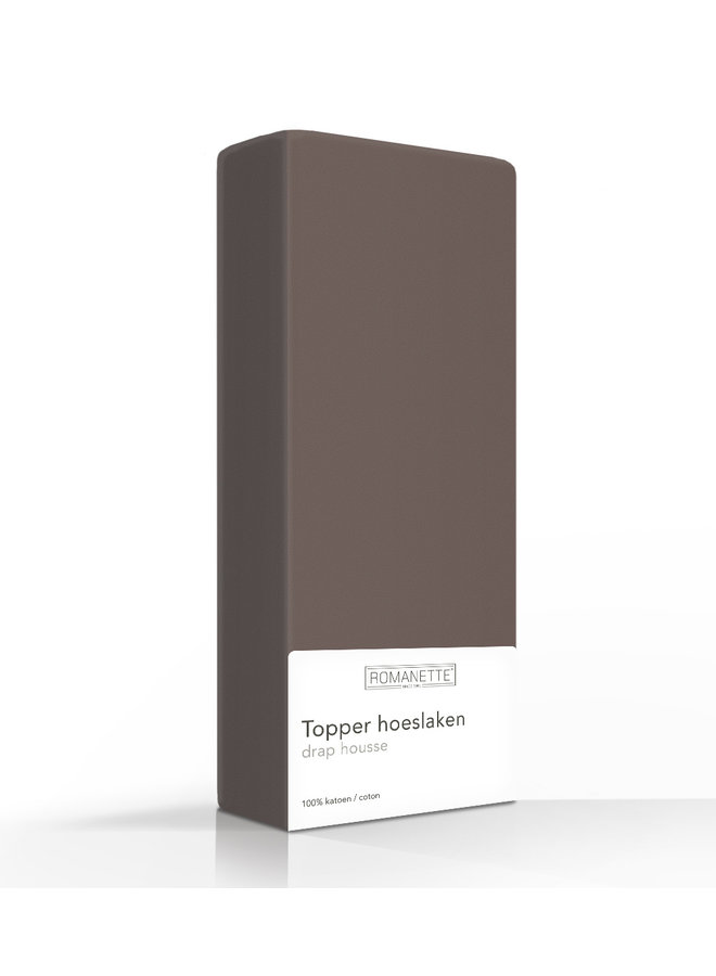 Romanette Hoeslaken Topper Taupe - Katoen