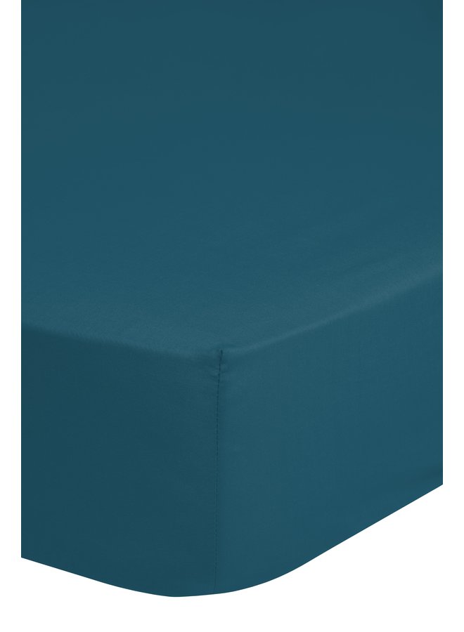 Hoeslaken Petrol - Katoensatijn