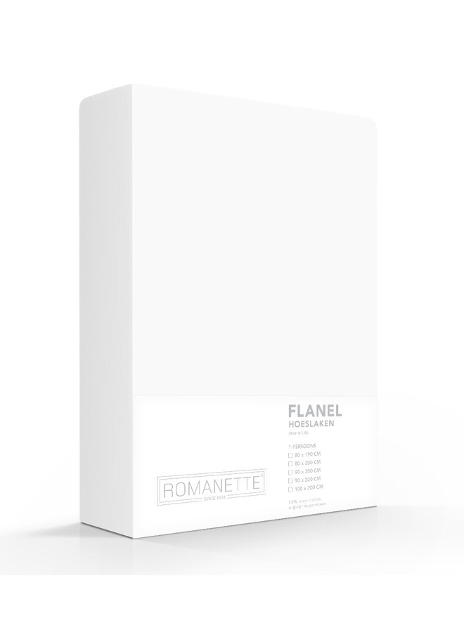 Romanette Hoeslaken Wit - Flanel