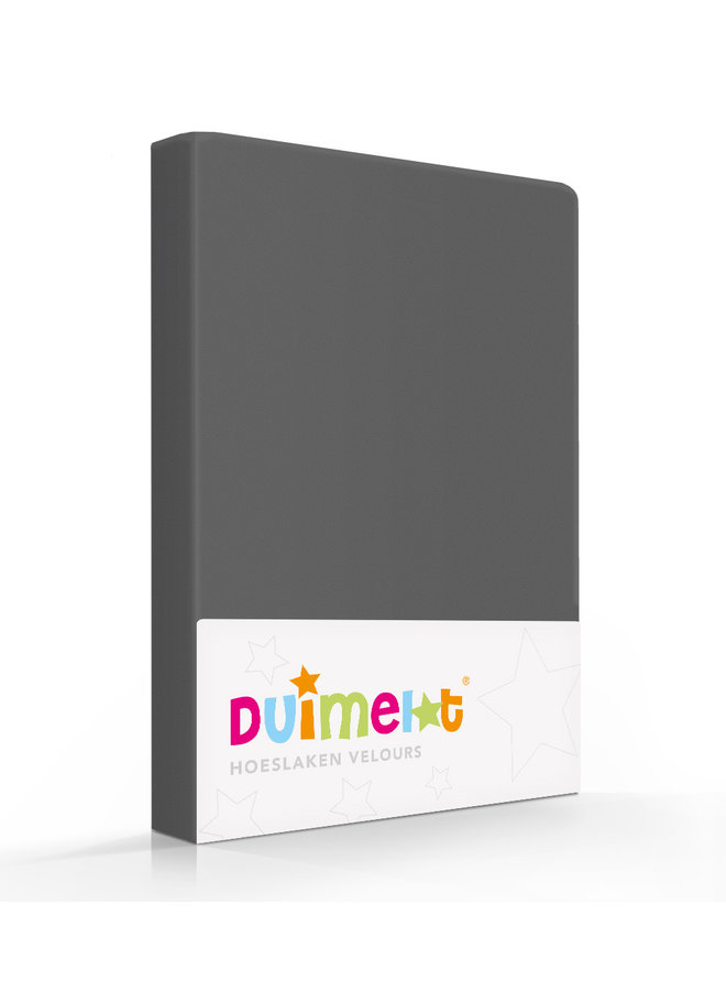 Duimelot Hoeslaken Kinder Antraciet - 60x120 + 70x140/150 - Velours