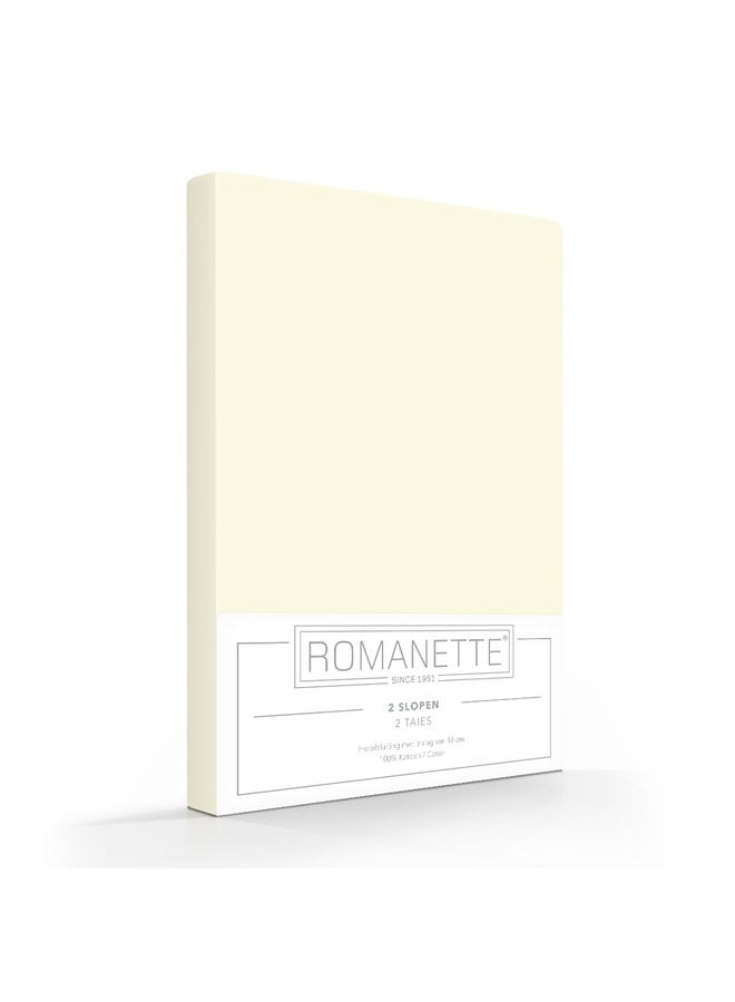 Romanette Kussenslopen (Set van 2) Creme - 60x70 - Katoen