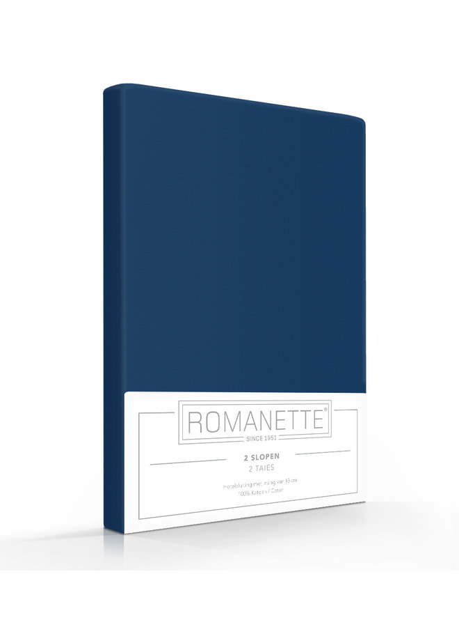Romanette Kussenslopen (Set van 2) Navy - 60x70 - Katoen