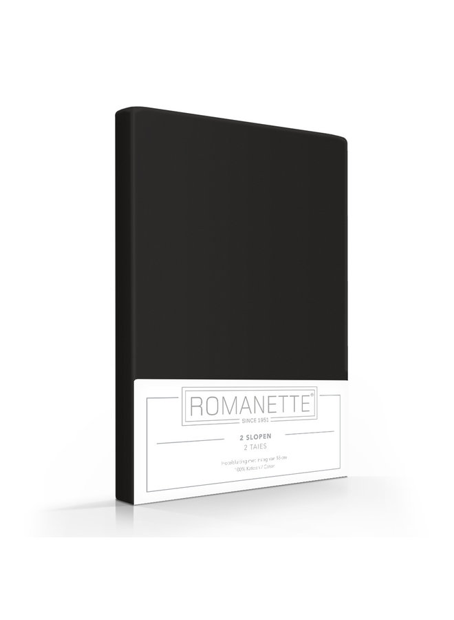 Romanette Kussenslopen (Set van 2) Zwart - 60x70 - Katoen