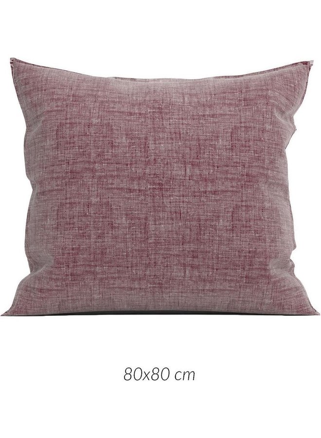 Kussenslopen Lino (Set van 2) Wijnrood - 80x80 - Katoen