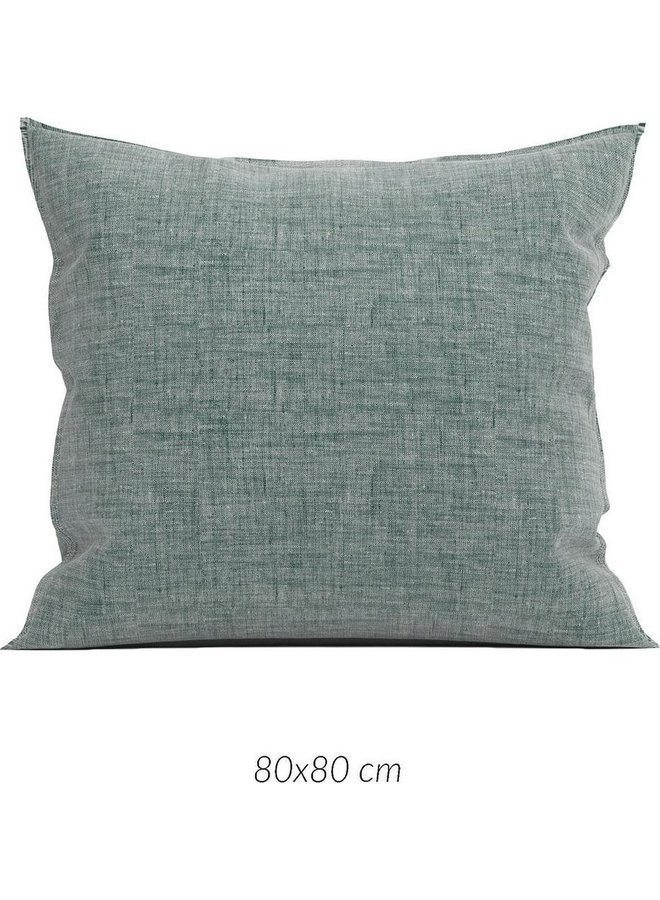 ZO! Home Kussenslopen Lino (Set van 2) Emerald Groen - 80x80 - Katoen