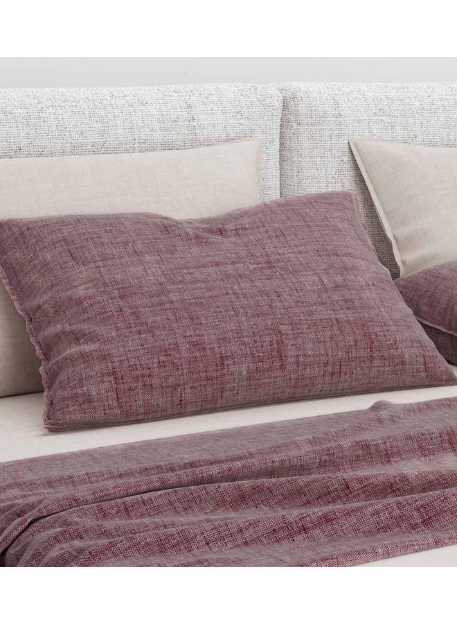 ZO! Home Kussenslopen Lino (Set van 2) Wijnrood - 60x70 - Katoen