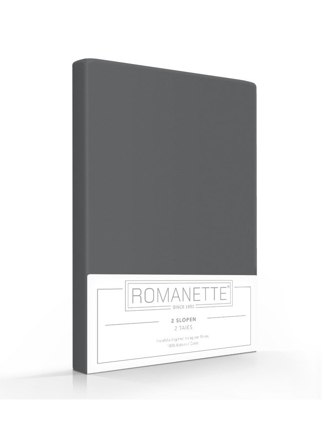 Romanette Kussenslopen Antraciet - Set Van 2 - Katoen