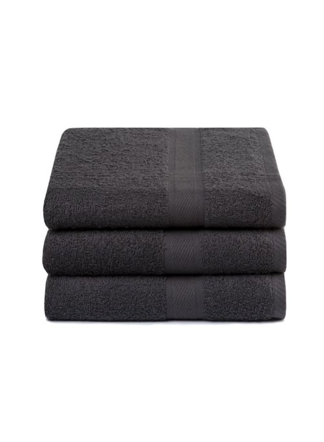 Lucca Handdoeken (Set Van 3) Antraciet - 70x140 - Badstof Katoen