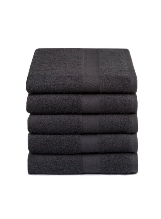Lucca Handdoeken (Set Van 5) Antraciet - 50x100 - Badstof Katoen