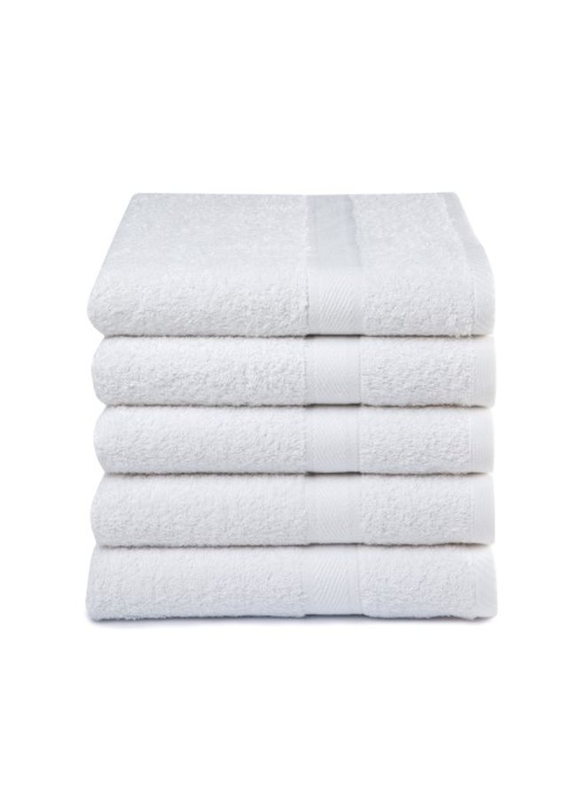 Lucca Handdoeken (Set Van 5) Wit - 50x100 - Badstof Katoen