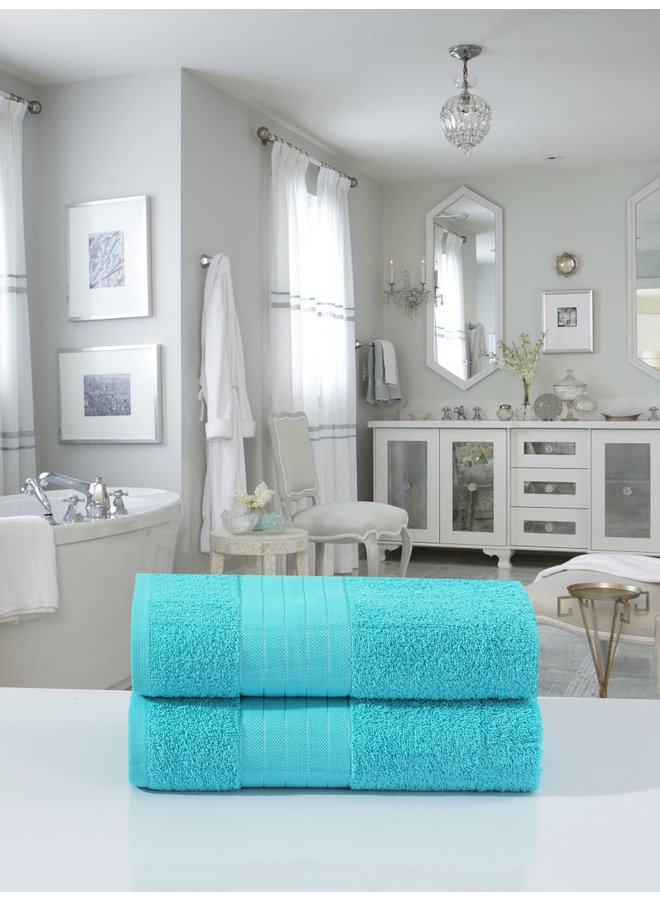 Good Morning Handdoeken (Set Van 2) Aqua - 70x140 - Badstof Katoen